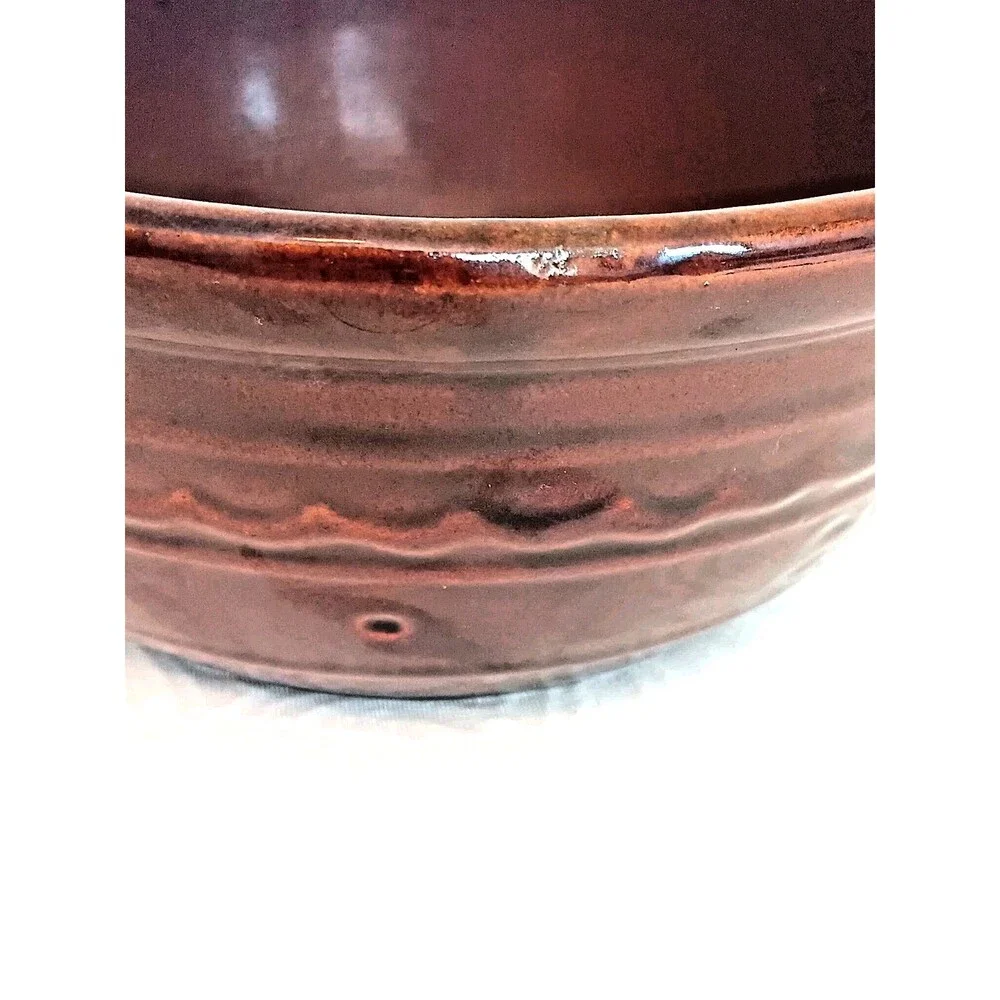 Vintage Marcrest 8 Inch Ribbed Oven Proof Stoneware Mixing Serving Bowl